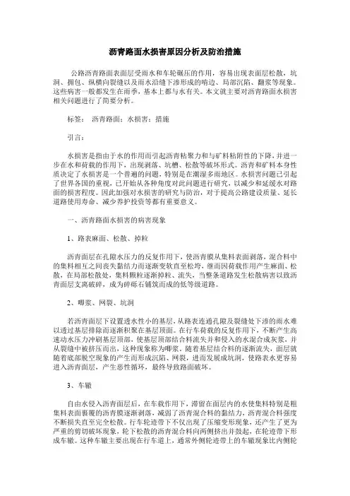 沥青路面水损害原因分析及防治措施