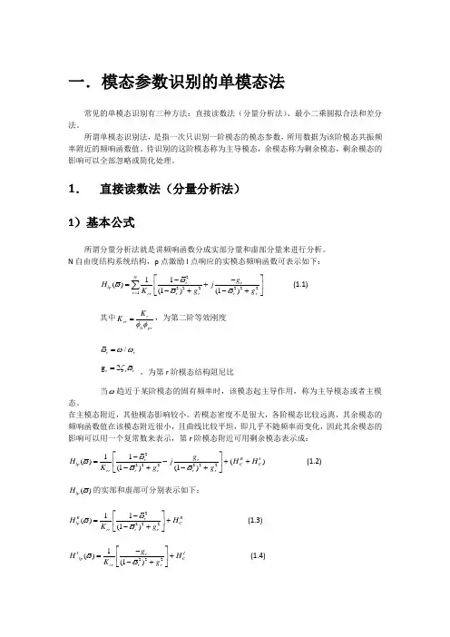 模态参数识别的单模态法,模态参数识别的导纳圆法