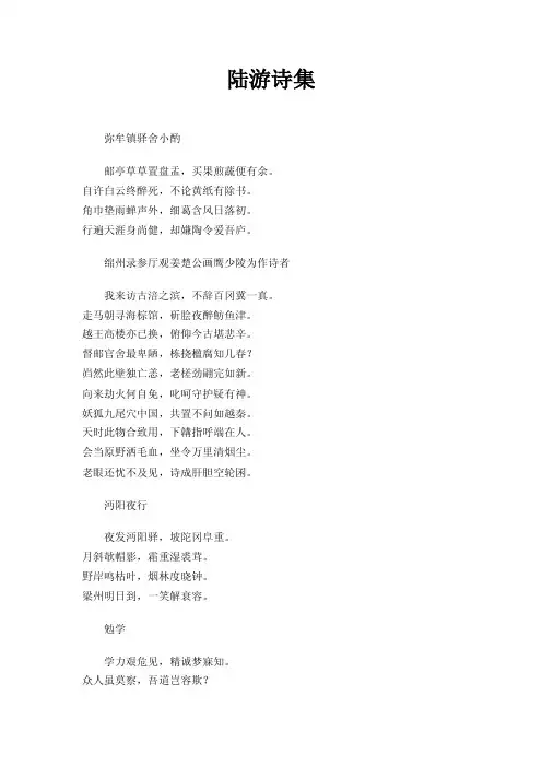 陆游诗集——精选推荐