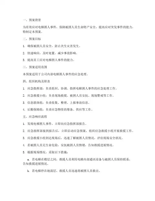 电梯困人应急处理预案