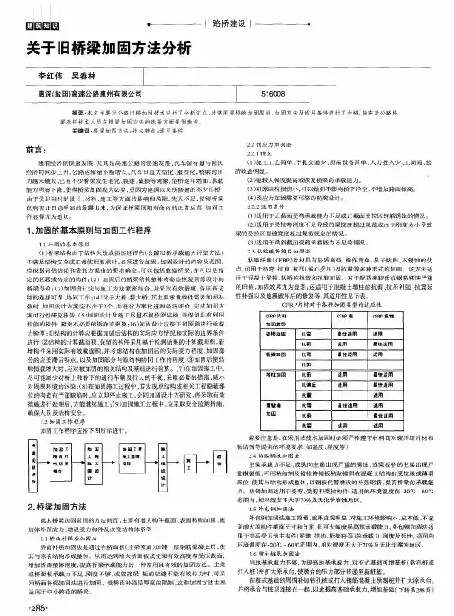 关于旧桥梁加固方法分析
