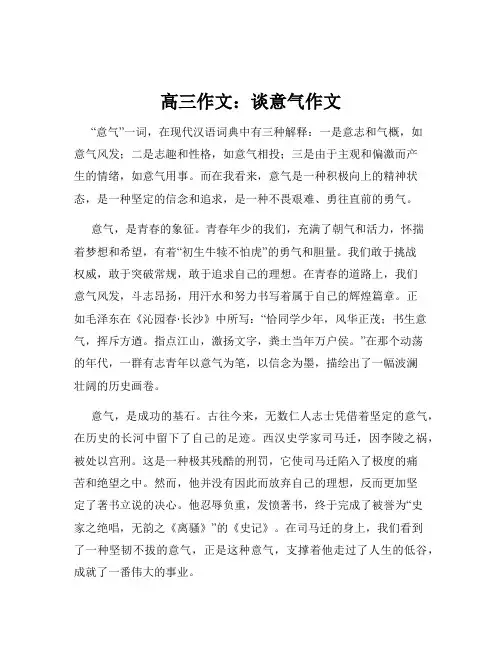高三作文：谈意气作文
