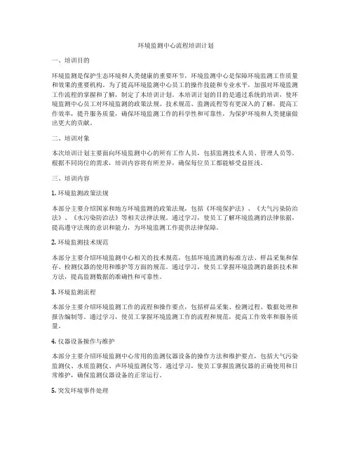 环境监测中心流程培训计划