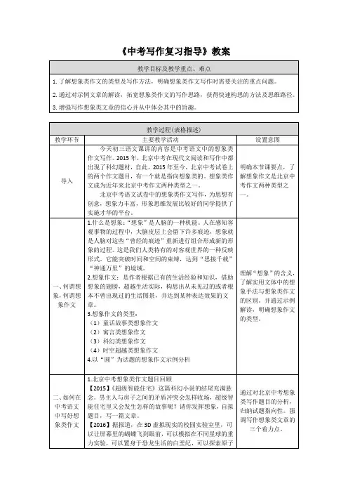 《中考写作复习指导》教案