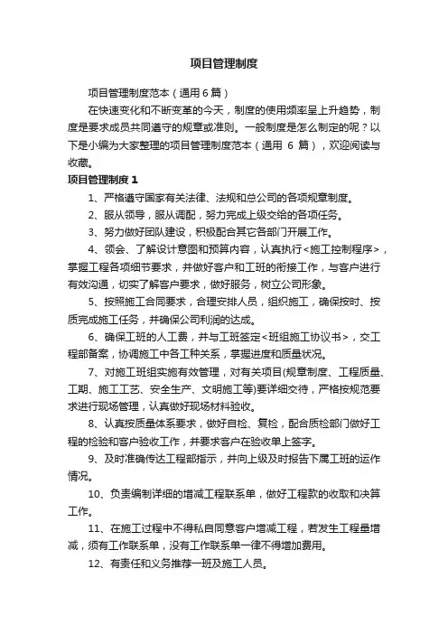 项目管理制度