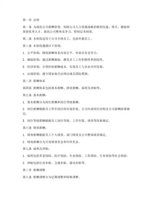 国际公司薪酬管理制度范本