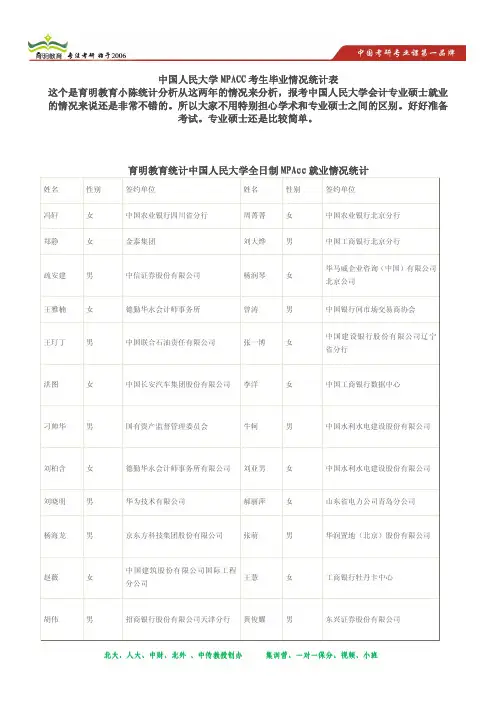 中国人民大学MPACC毕业就业去向统计表