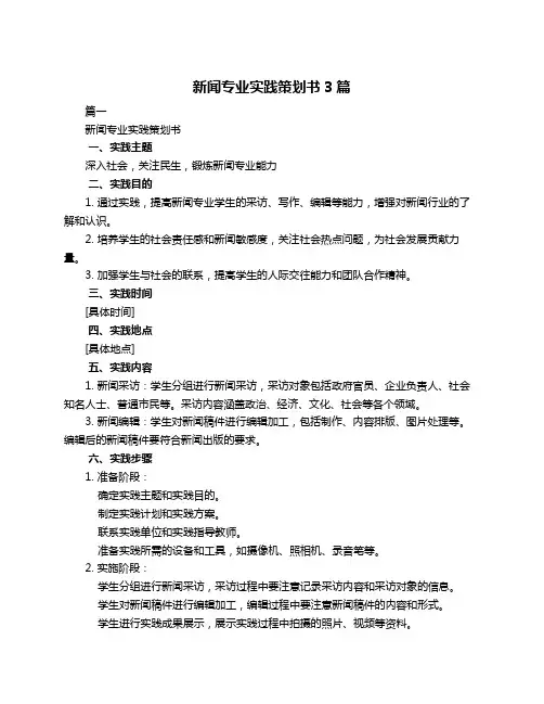 新闻专业实践策划书3篇