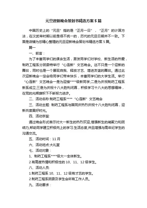 元旦迎新晚会策划书精选方案5篇