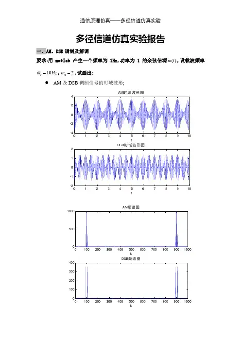 通信原理仿真——多径信道仿真实验