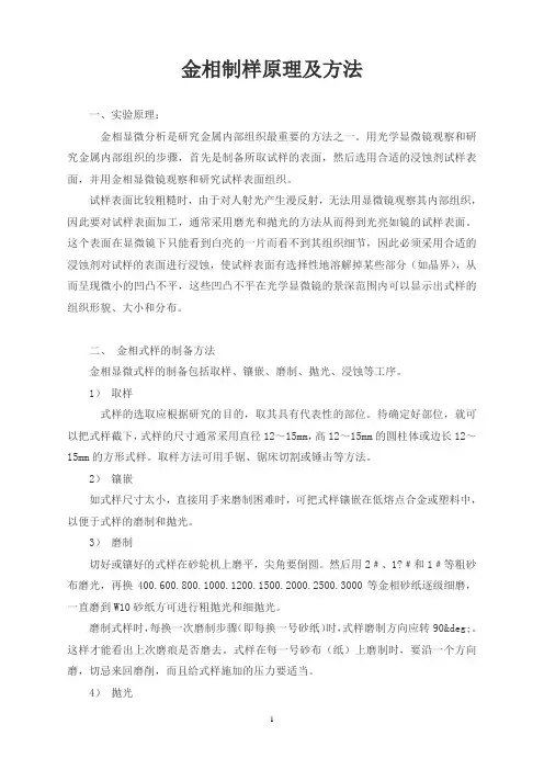 金相制样原理及方法