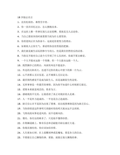 18岁励志名言