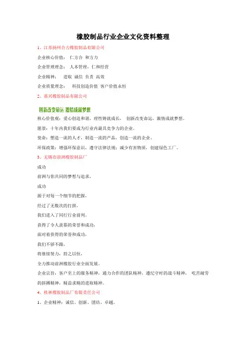 橡胶制品行业企业文化资料整理