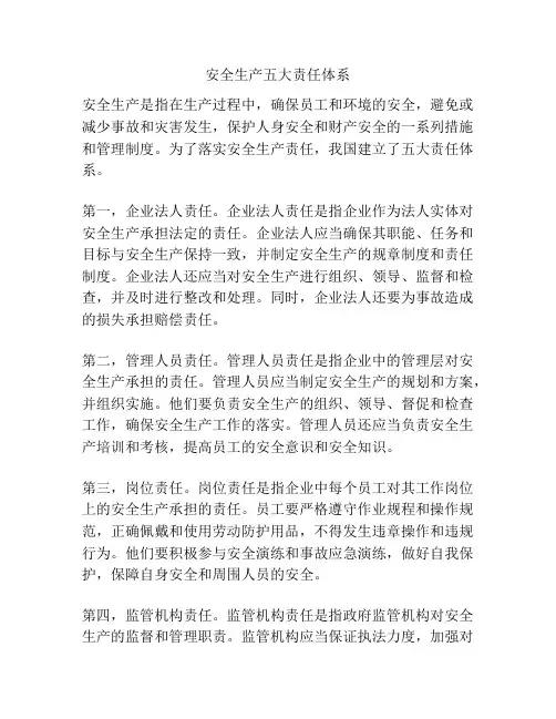 安全生产五大责任体系