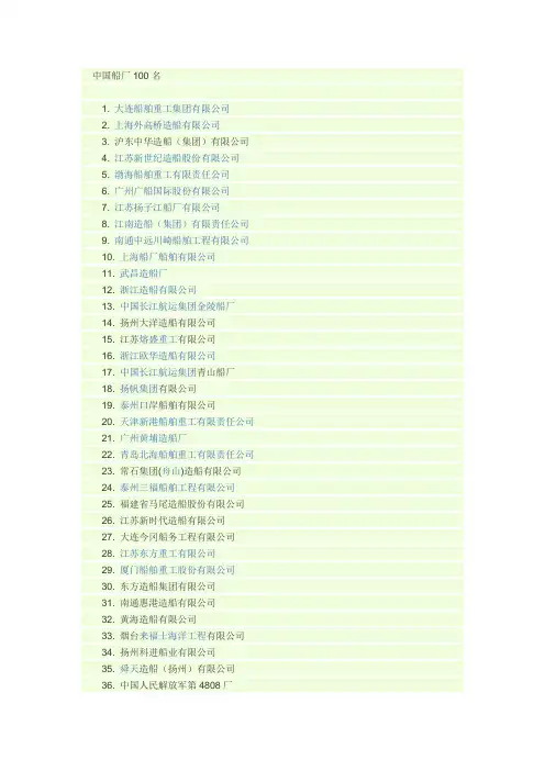 中国船厂100名