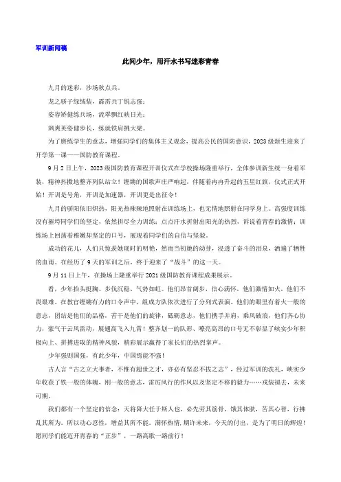 军训新闻稿《此间少年,用汗水书写迷彩青春》