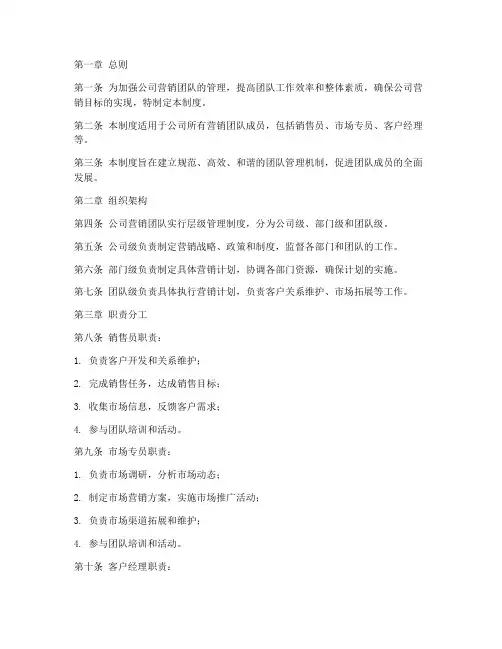 营销公司团队管理制度