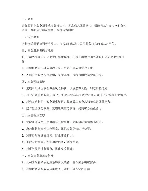 职业安全卫生应急管理制度