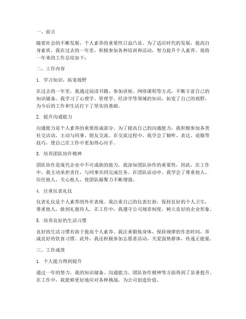 提升个人素养工作总结