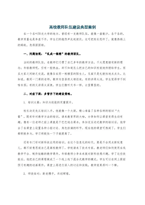 高校教师队伍建设典型案例