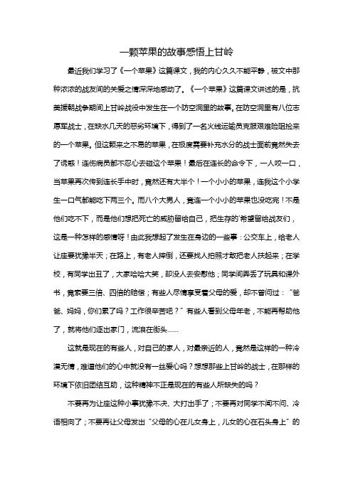 一颗苹果的故事感悟上甘岭