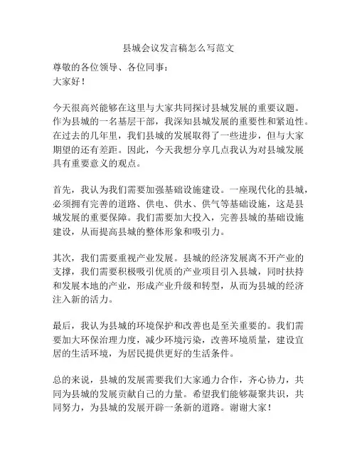 县城会议发言稿怎么写范文