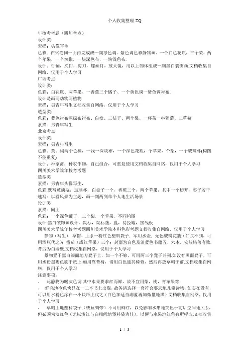 四川美院历年考题