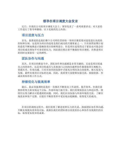 领导在项目调度大会发言