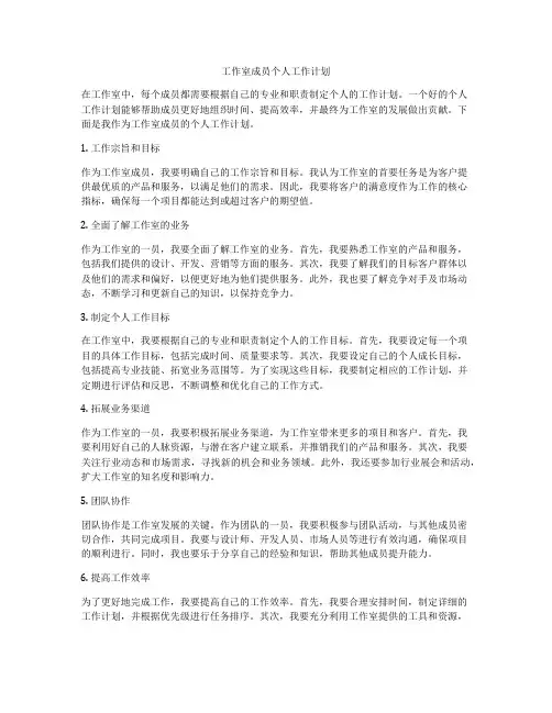 工作室成员个人工作计划