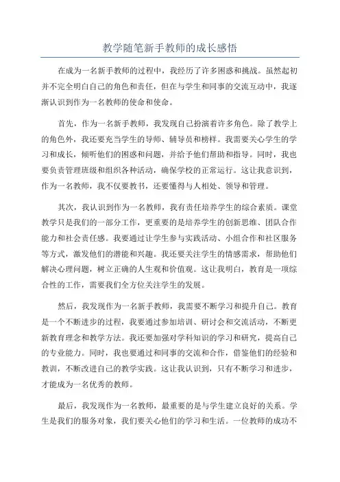 教学随笔新手教师的成长感悟