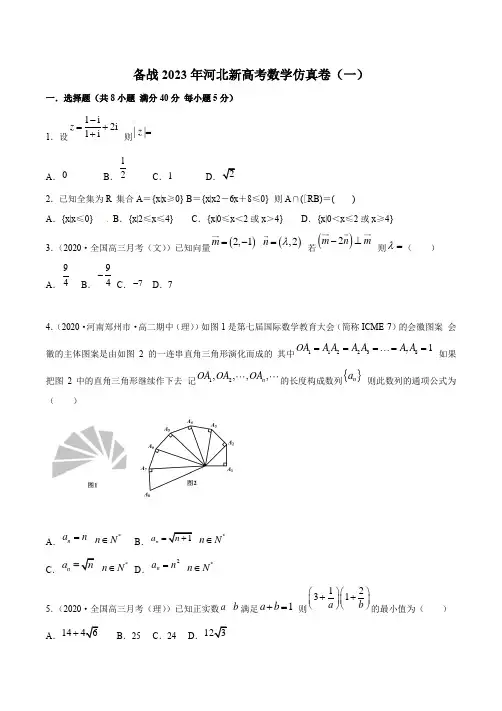 2023年河北新高考数学仿真卷(一)(原卷版)