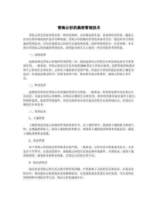 青海云杉的栽培管理技术