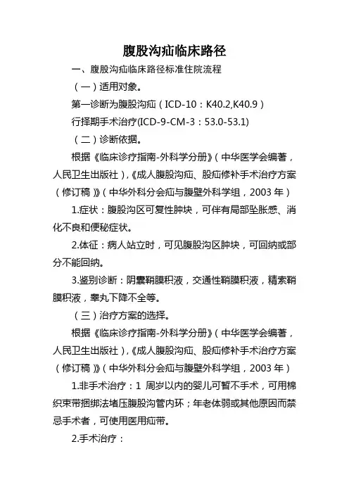 腹股沟疝临床路径