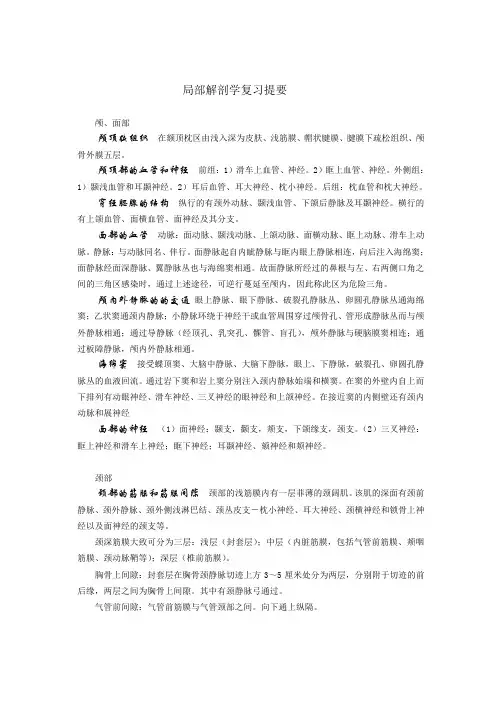 局部解剖学复习提要