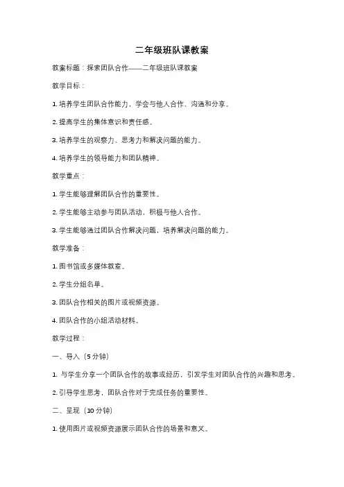 二年级班队课教案