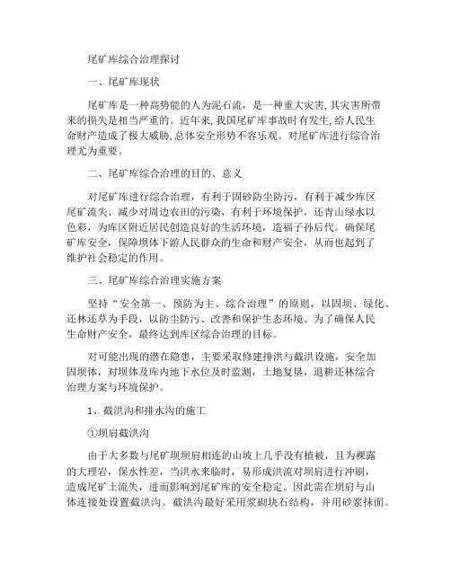 浅议尾矿库综合治理