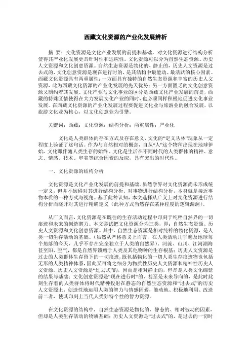 西藏文化资源的产业化发展辨析