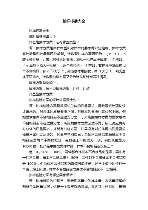 抽样标准大全