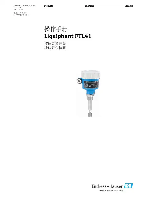 Endress+Hauser Liquiphant FTL41 液体音叉开关操作手册说明书