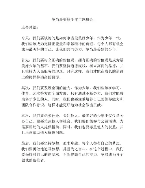 争当最美好少年主题班会
