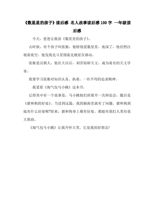 《数星星的孩子》读后感 名人故事读后感100字 一年级读后感