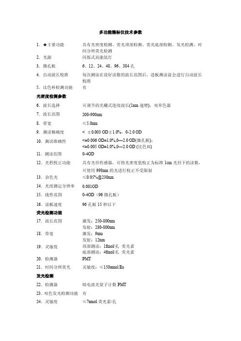 多功能酶标仪技术参数