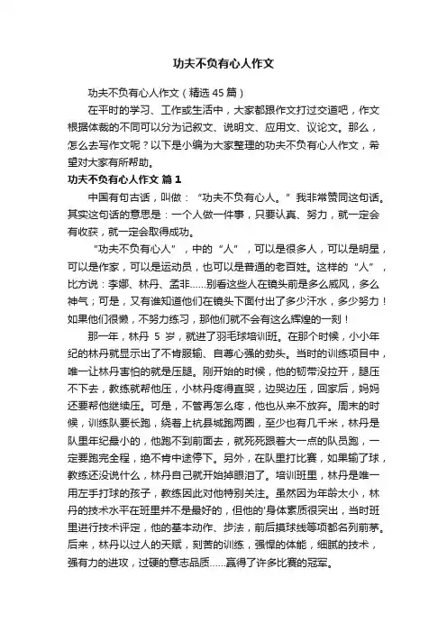 功夫不负有心人作文