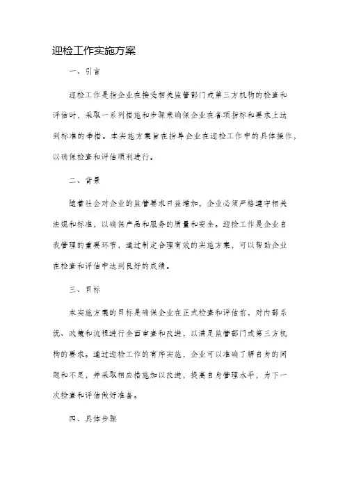 迎检工作实施方案
