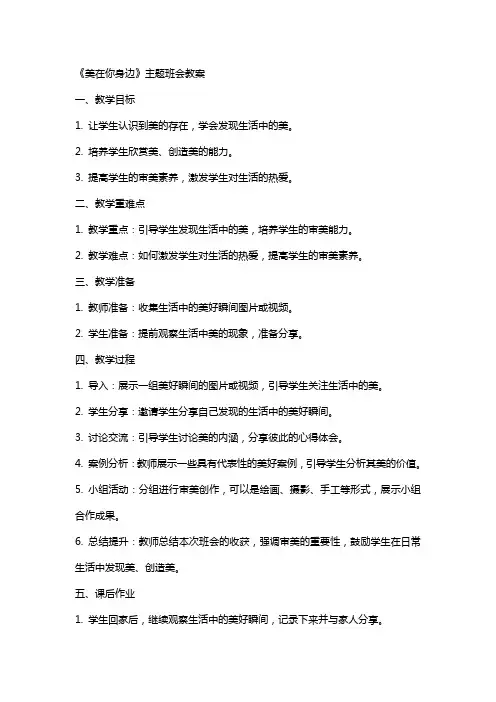 《美在你身边》主题班会教案