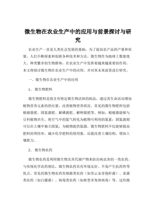 微生物在农业生产中的应用与前景探讨与研究
