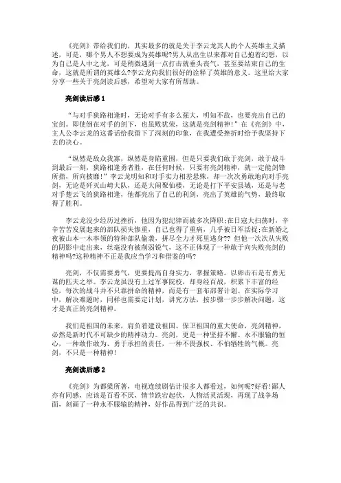 亮剑读后感600字6篇