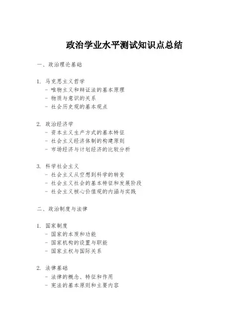 政治学业水平测试知识点总结