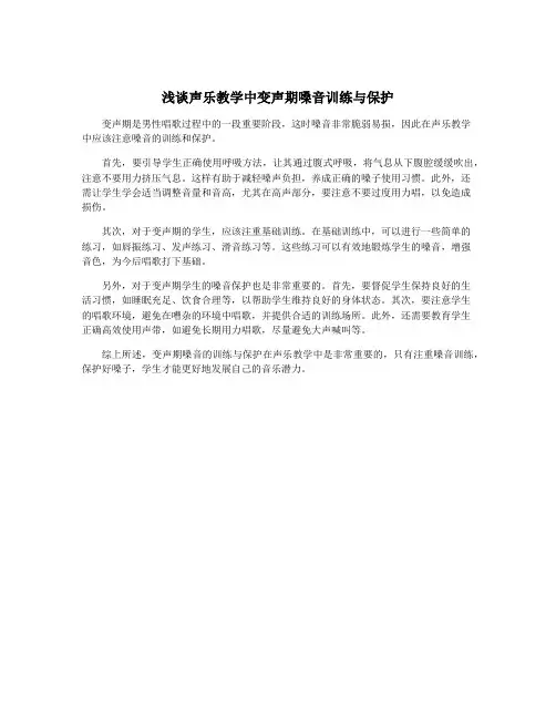 浅谈声乐教学中变声期嗓音训练与保护
