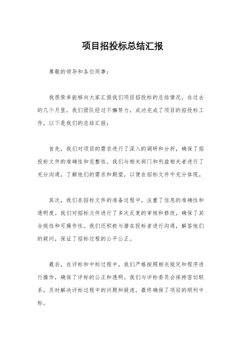 项目招投标总结汇报